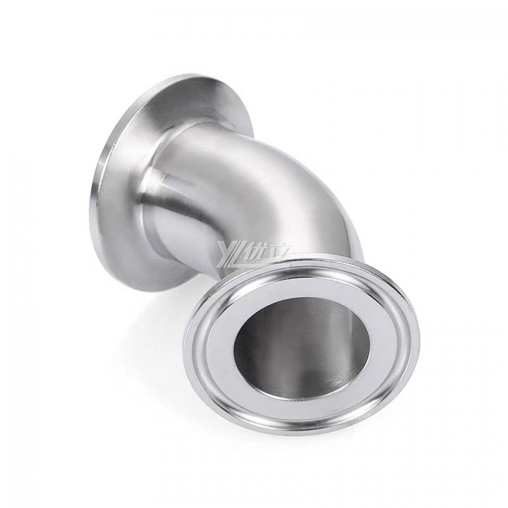 YOULI Hygienic Food Grade Sanitary Stainless Steel 304 SS316L 3A SMS DIN ISO Pipe Fitting 45 Degrees Clamped Elbow