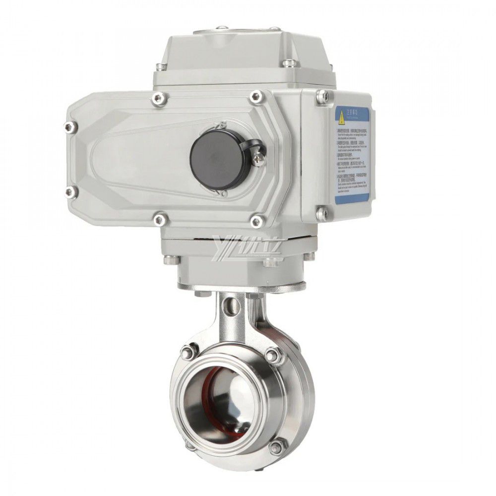 YOULI Hygienic Food Grade Stainless Steel 304 316L DC24V Sanitary Electric Tri Clamped Motorized butterfly Valve
