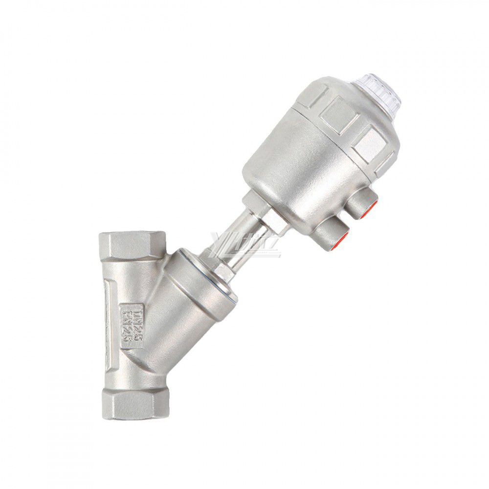 YOULI Premium High Temperature 1.6mpa 304 316 BSP NPT Stainless Steel Head Pneumatic Female Threaded Angle Seat Valve