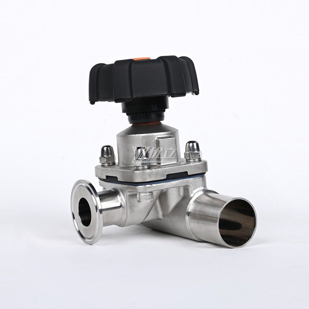 YOULI Hygienic Food Grade Sanitary Stainless Steel 316L Double Membrane Straight 3 Way Welded Tri Clamped Diaphragm Valve