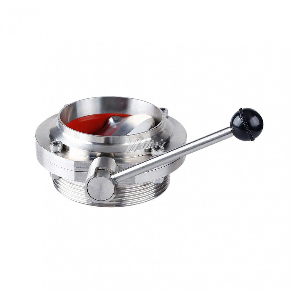 YOULI Hygienic Food Sanitary Stainless Steel 3A/SMS/DIN 304 316 Silicon Lever Handle Manual Male Threaded Welded Butterfly Valve