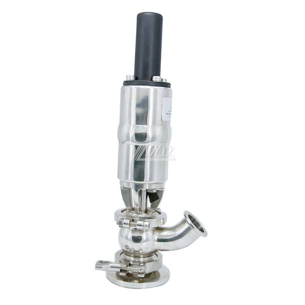 YOULI Hygienic Food Grade Sanitary Stainless Steel 304 316L  Pneumatic Elbow Type Clamped Tank Bottom Seat Valve