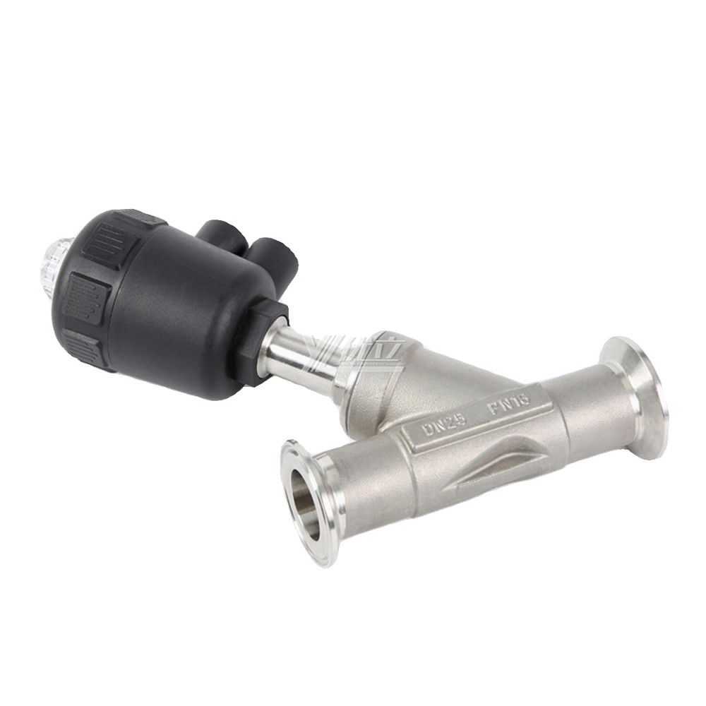 YOULI High Temperature Steam 1.6mpa 304 316 Clamp 50.5mm Plastics Head Pneumatic Tri Clamped Angle Seat Valve