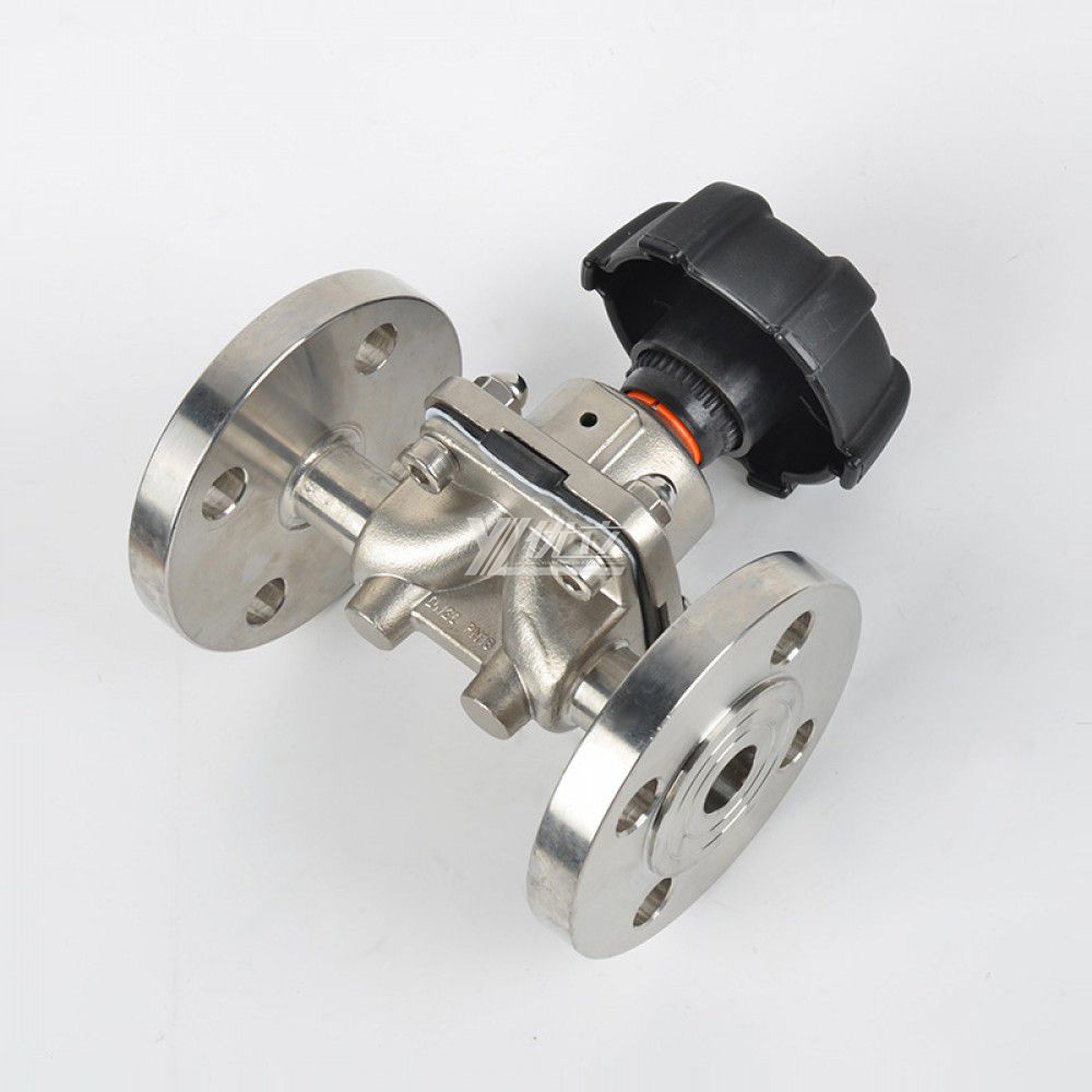 YOULI Food Grade Sanitary Stainless Steel 316L Medicine Double Membrane Manual Straight Flange Diaphragm Valve