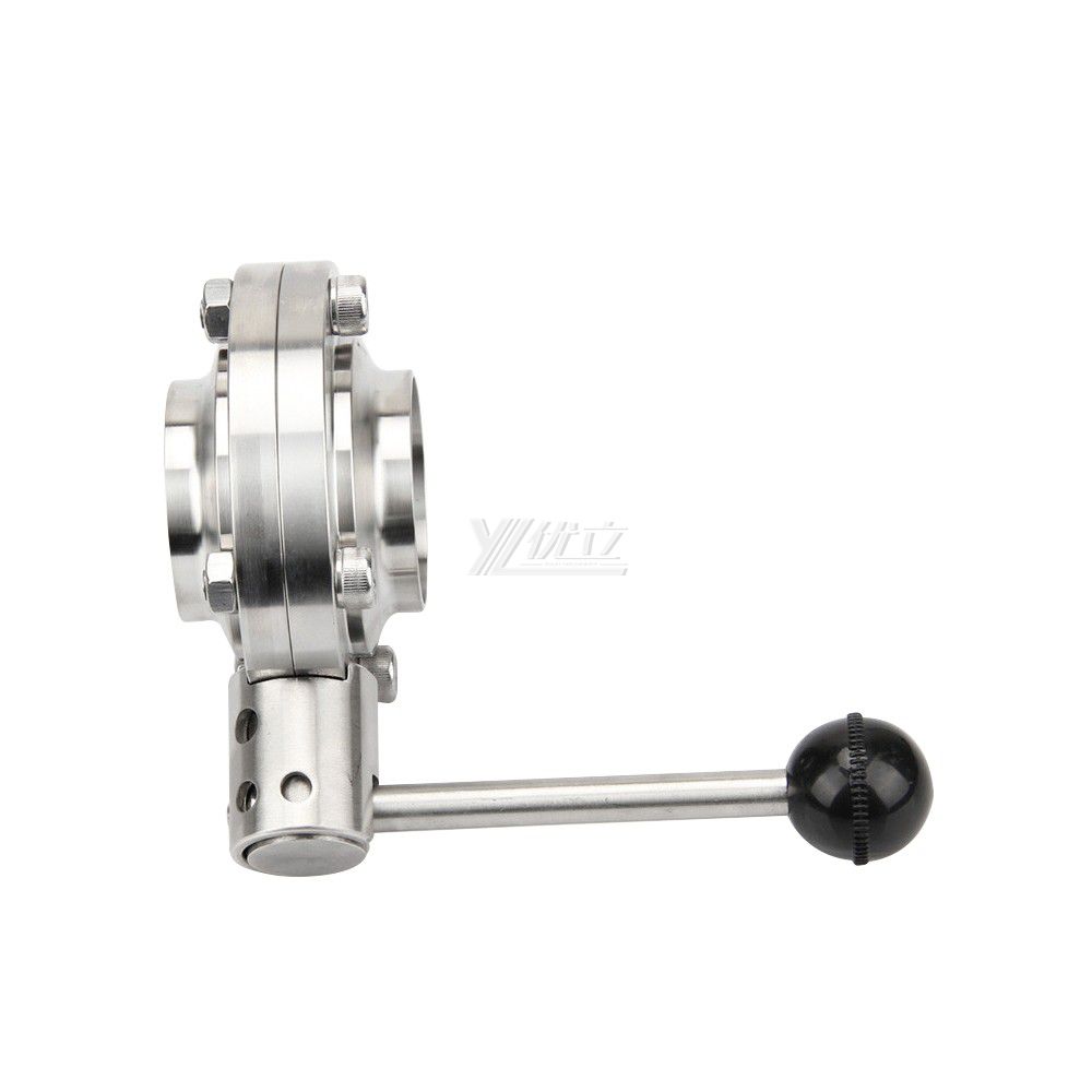 Stainless Steel SS304 Hygienic Weld Butterfly Valve with Multi-Position Handle