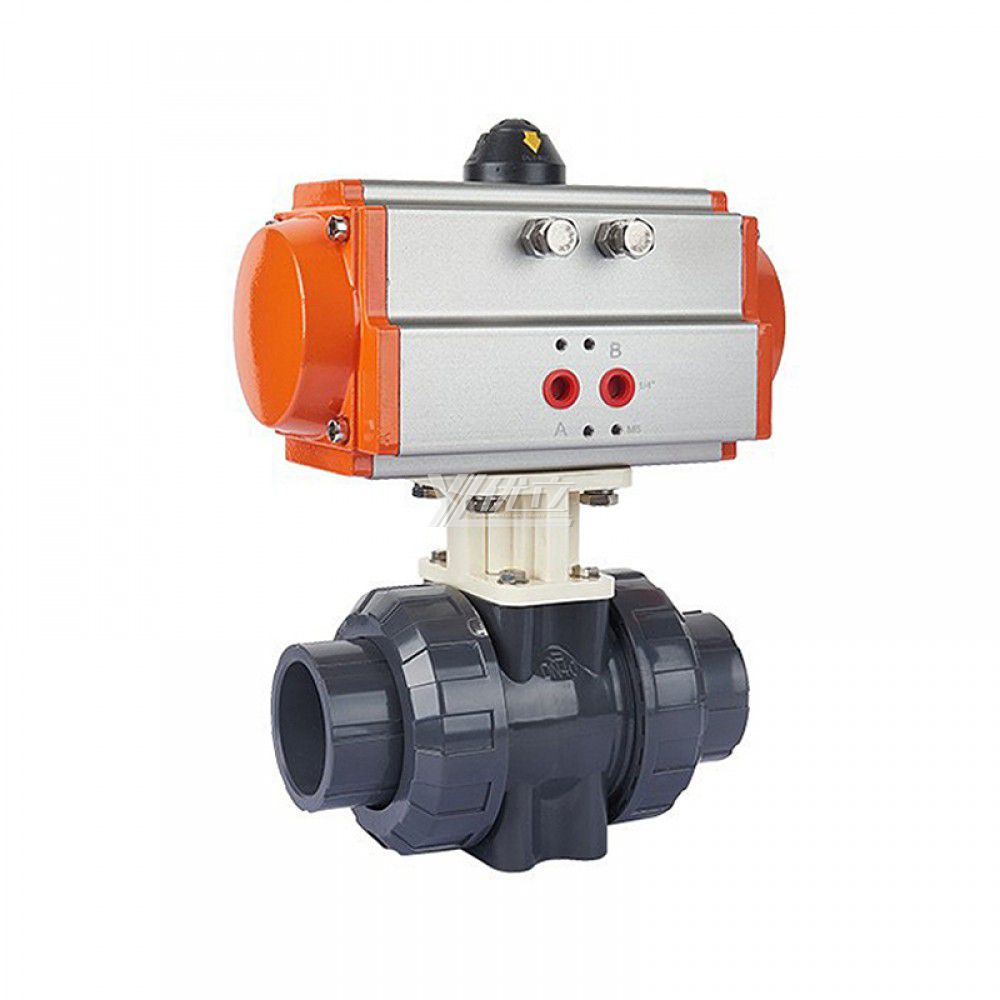YOULI High Quality Zero Leakage DN15 to DN100 PHH PVC UPVC CPVC Plastic 2 Way Pneumatic Actuator Double Union Ball Valve