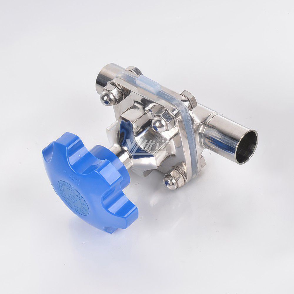 YOULI Hygienic Food Grade Sanitary Stainless Steel 316L Silicone Membrane Manual Straight Butt Welded Diaphragm Valve