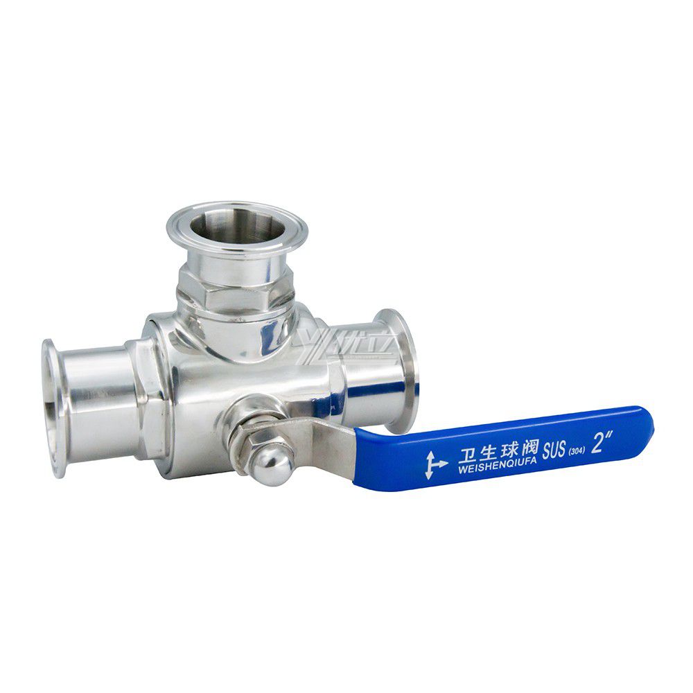 YOULI Hygienic Food Grade Stainless Steel Ss 304 316 T/L Type Milk Juice Sanitary Manual Three Way Tri Clamped Ball Valve