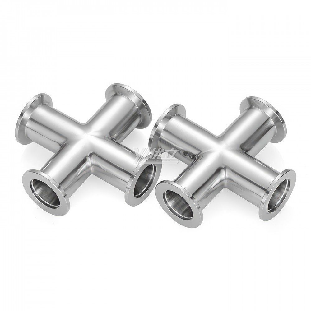 YOULI Hygienic Food Grade Sanitary Stainless Steel 304 SS316L KF25 KF40 KF50 4 Way Tri-clamp Pipe Fitting Equal Vacuum Cross
