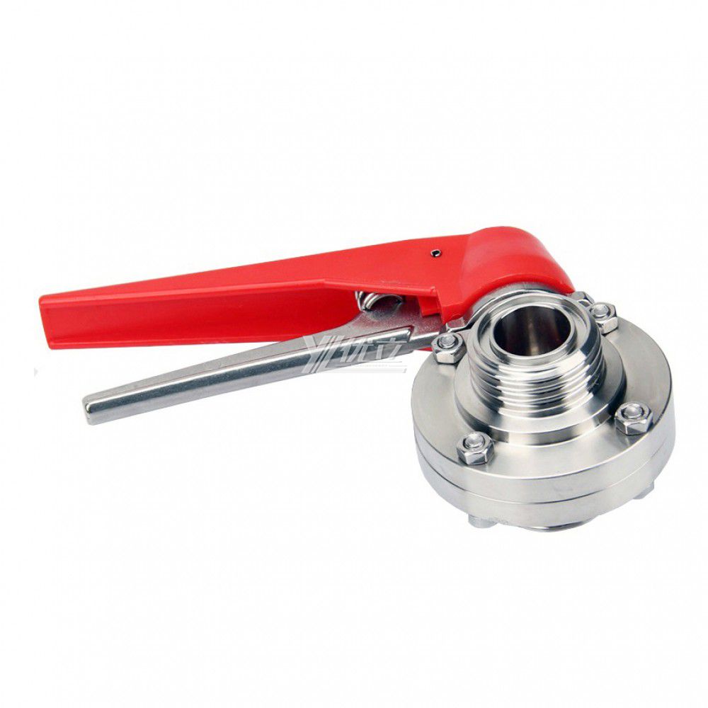 YOULI Hygienic Food Grade  Stainless Steel 3A/SMS/DIN 304 316 Silicon Duckbill Handle Manual Male Threaded Butterfly Valve