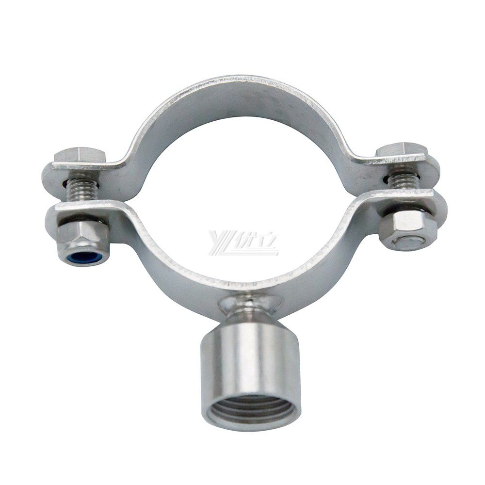 YOULI Sanitary Pipe Fittings Ube Hex Pipe Holder Stainless Steel 304 With Short Handle Bar H2M M10 Female Thread Round Pipe Holder