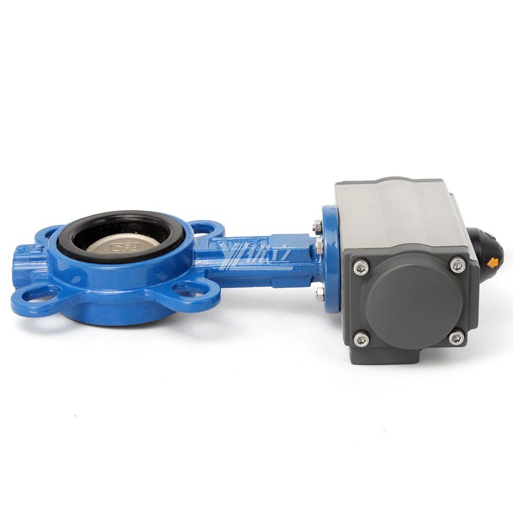 YOULI Stainless Steel ANSI 150LB 304 316 Cast Iron JIS 10K Pn10-16 PTFE EPDM Soft Seal Pneumatic Actuator Wafer Butterfly Valve