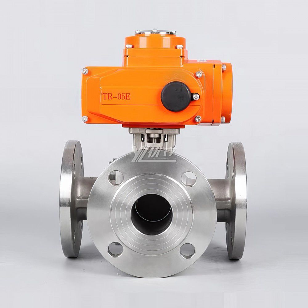 YOULI ANSI 150LB Stainless Steel 304 316 JIS 10K Pn16-pn64 WCB 4-20ma Motorized AC220V Electric Three Way Flanged Ball Valve