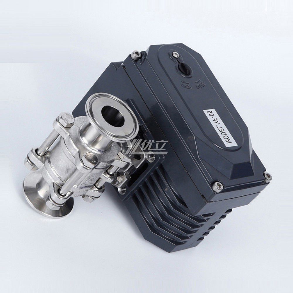 YOULI Hygienic Food Grade Sanitary Stainless Steel 304 316L Milk Drink Motorized AC220V Electric 3 Piece TC Clamped Ball Valve