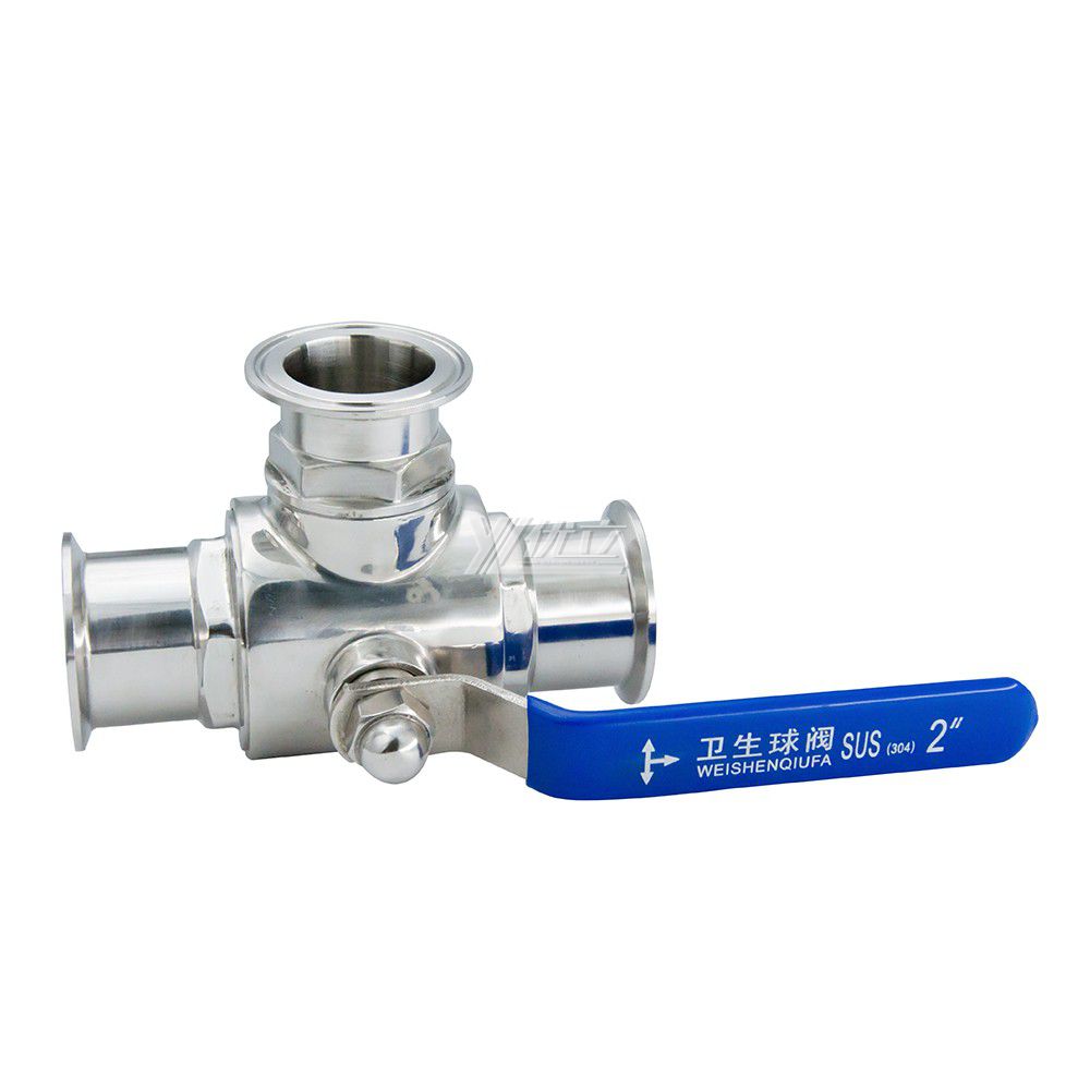 YOULI Hygienic Food Grade Stainless Steel Ss 304 316 T/L Type Milk Juice Sanitary Manual Three Way Tri Clamped Ball Valve