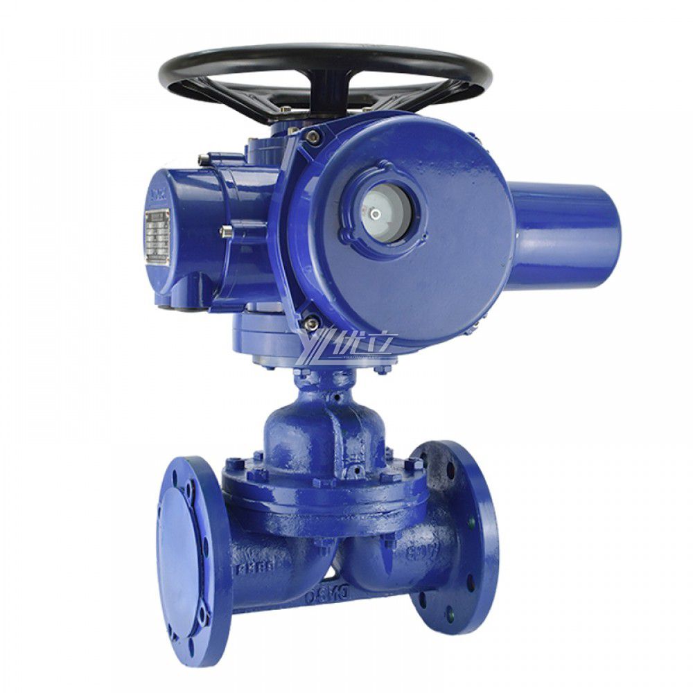 YOULI ANSI 150LB 304 316 1.6mpa WCB  4-20ma Motorized AC380V Rubber Lined Electric Flange Diaphragm Valve