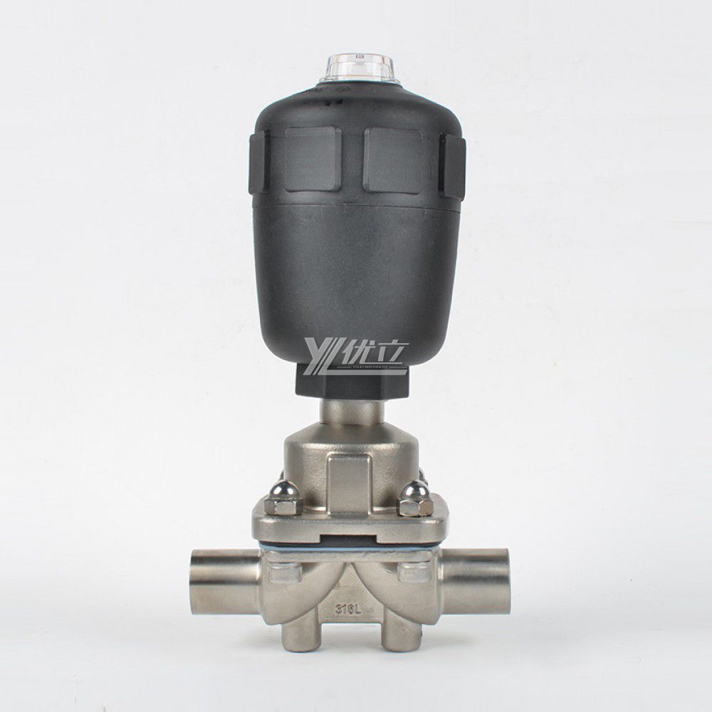 YOULI Hygienic Food Grade Sanitary Stainless Steel 316L Biological Plastics Pneumatic Straight Butt Welded Diaphragm Valve