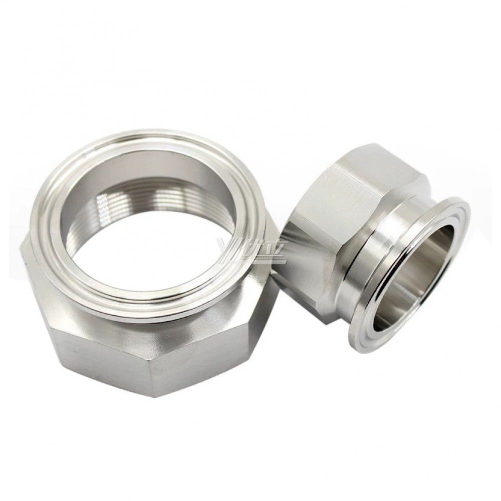 YOULI Stainless Steel 304 SS316L BSP NPT Pipe Fitting Short Hexagonal Female Thread Clamp Ferrule
