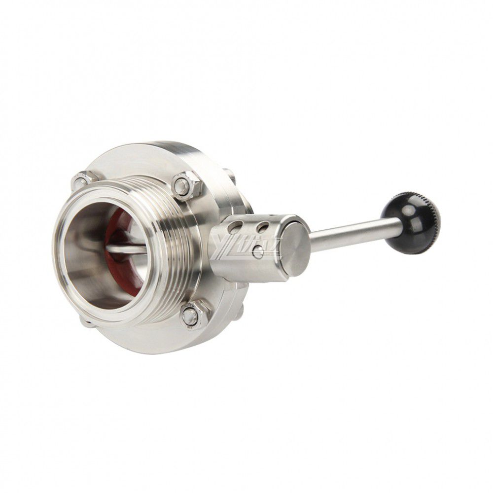 YOULI Hygienic Food Grade Stainless Steel 3A/SMS/DIN 304 316L Silicon Sanitary Manual Male Threaded Butterfly Valve