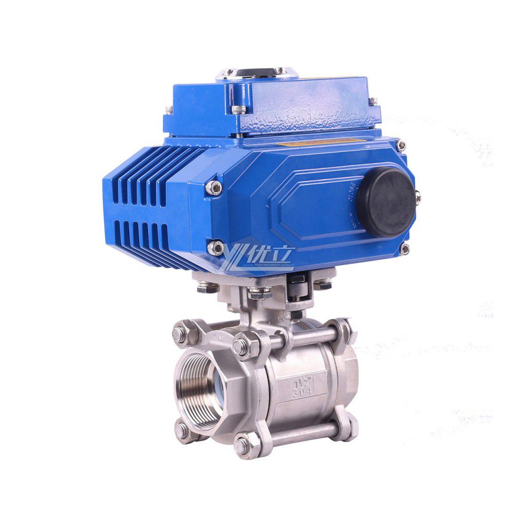 YOULI High Temperature NPT BSP 1.6mpa Stainless Steel 304 316 Motorized AC220V Electric Actuator 3 Piece Thread Ball Valve