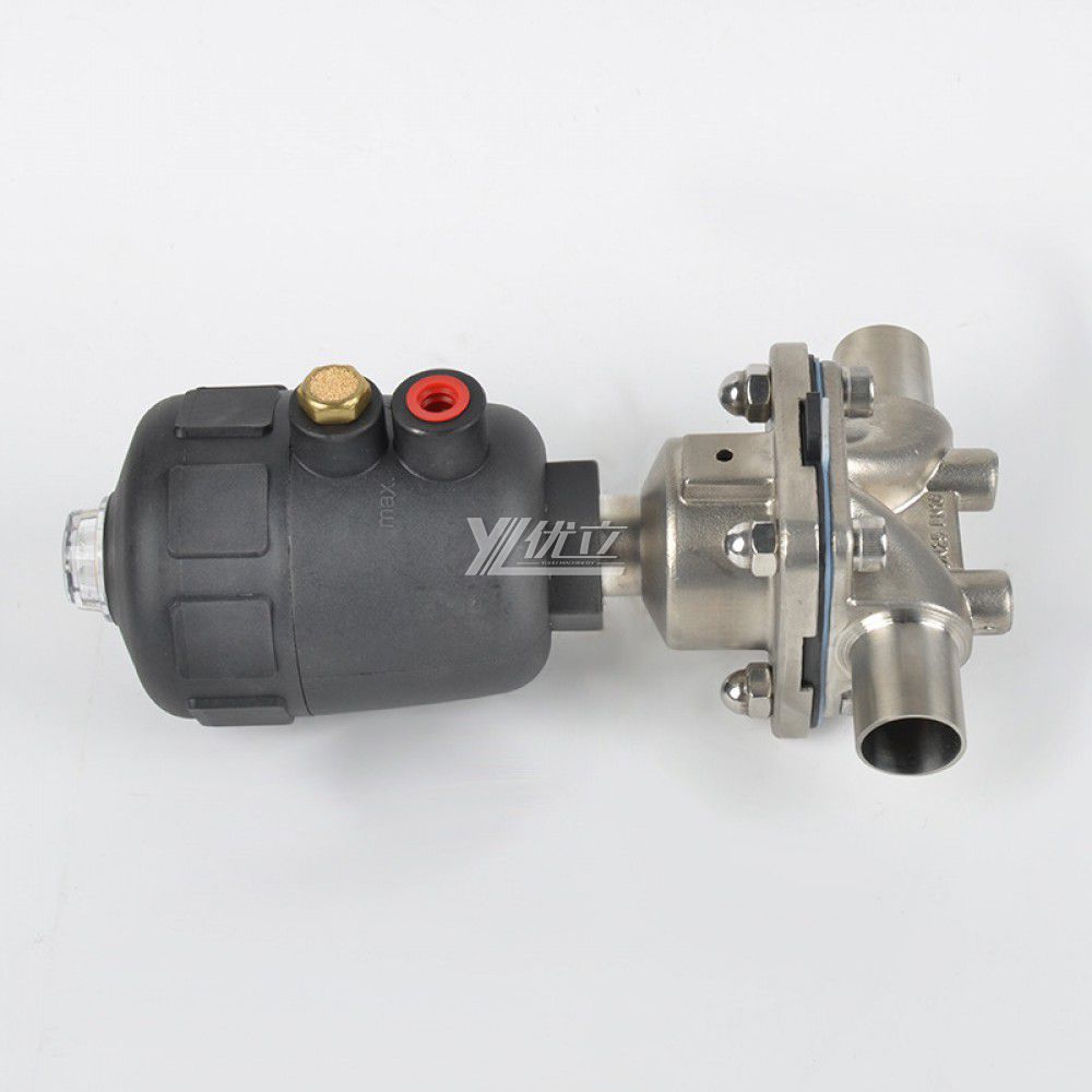 YOULI Hygienic Food Grade Sanitary Stainless Steel 316L Biological Plastics Pneumatic Straight Butt Welded Diaphragm Valve