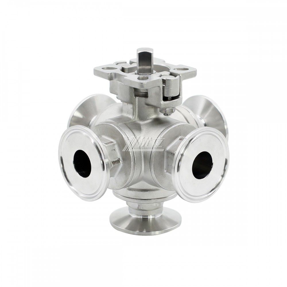 YOULI Stainless Steel High Pressure PN16  304 316 DN25 Camp 50.5mm Manual 5 Way Tri Clamped Ball Valve
