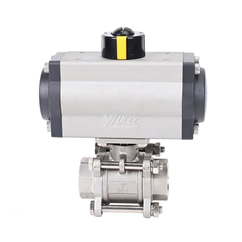 YOULI Durable Anti-leakage Two Way RC NPT BSP  PN16 Stainless Steel 304 316 Pneumatic Actuator 3-PC Thread Ball Valve