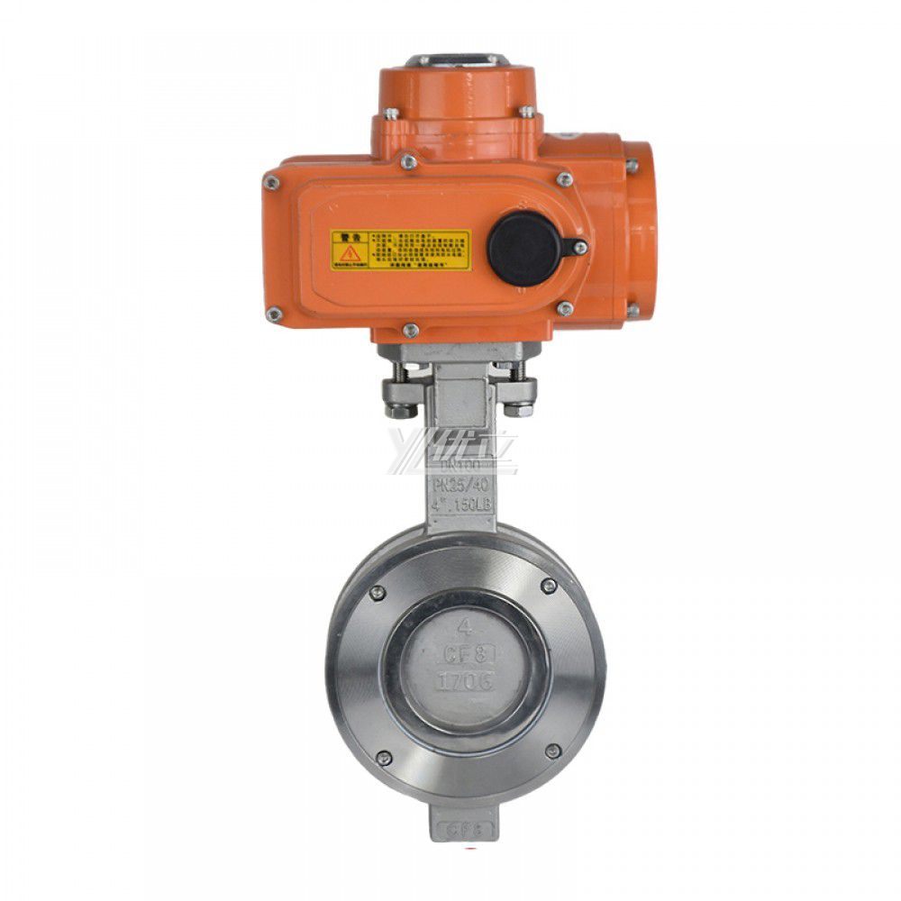YOULI ANSI 150LB Stainless Steel Carbon Steel AC220V High Temperature Electric Double Eccentric Wafer butterfly Valve 12"