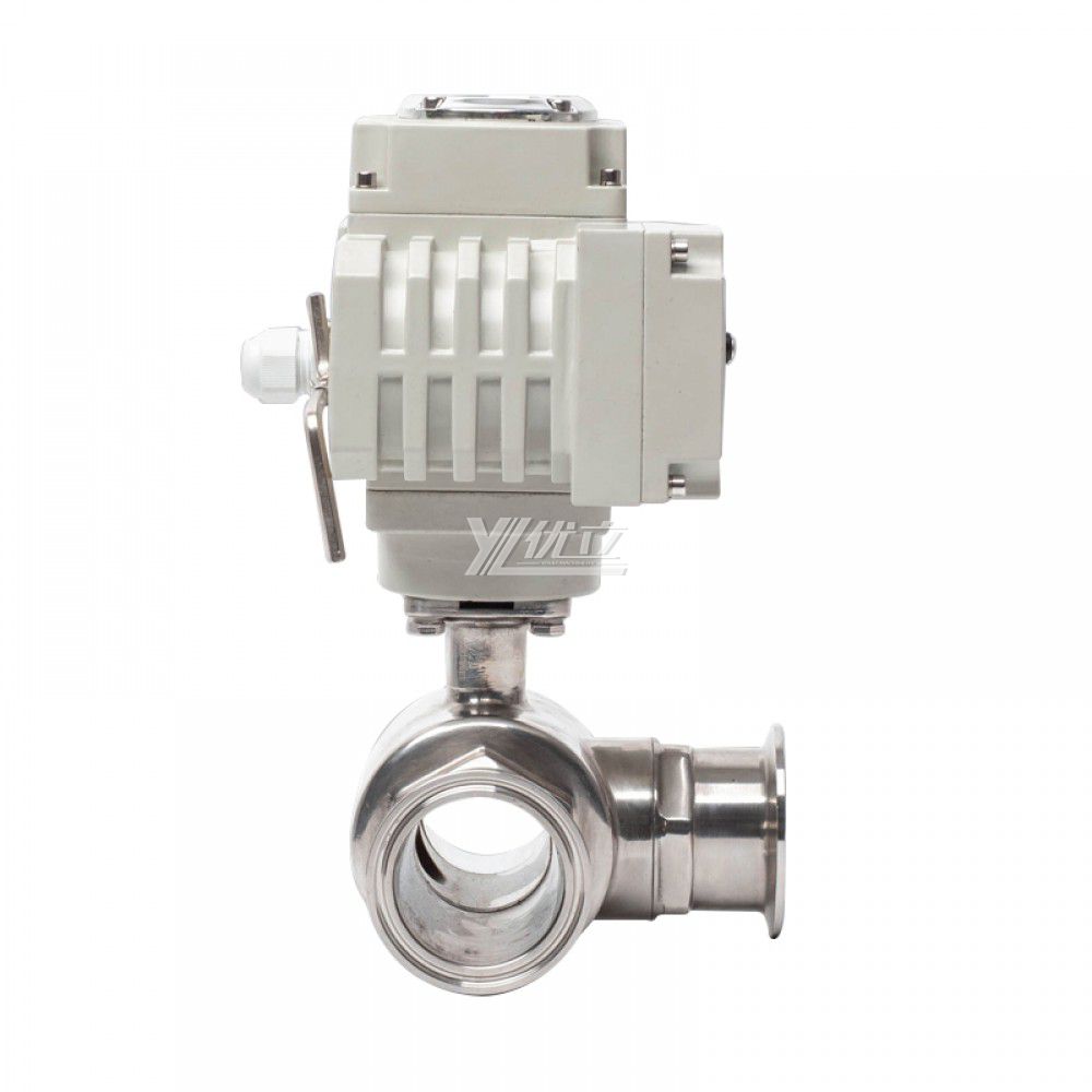 YOULI Hygienic Food Grade Sanitary Stainless Steel  304 316 Motorized AC220V Electric 3-way Tri Clamped Ball Valve