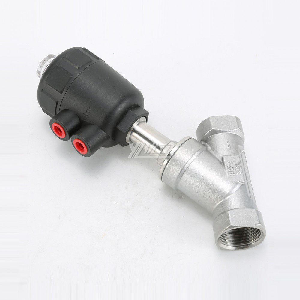 YOULI 1.6mpa High Temperature Water Gas Oil Steam 304 316 BSP NPT Stainless Steel Pneumatic Female Threaded Angle Seat Valve