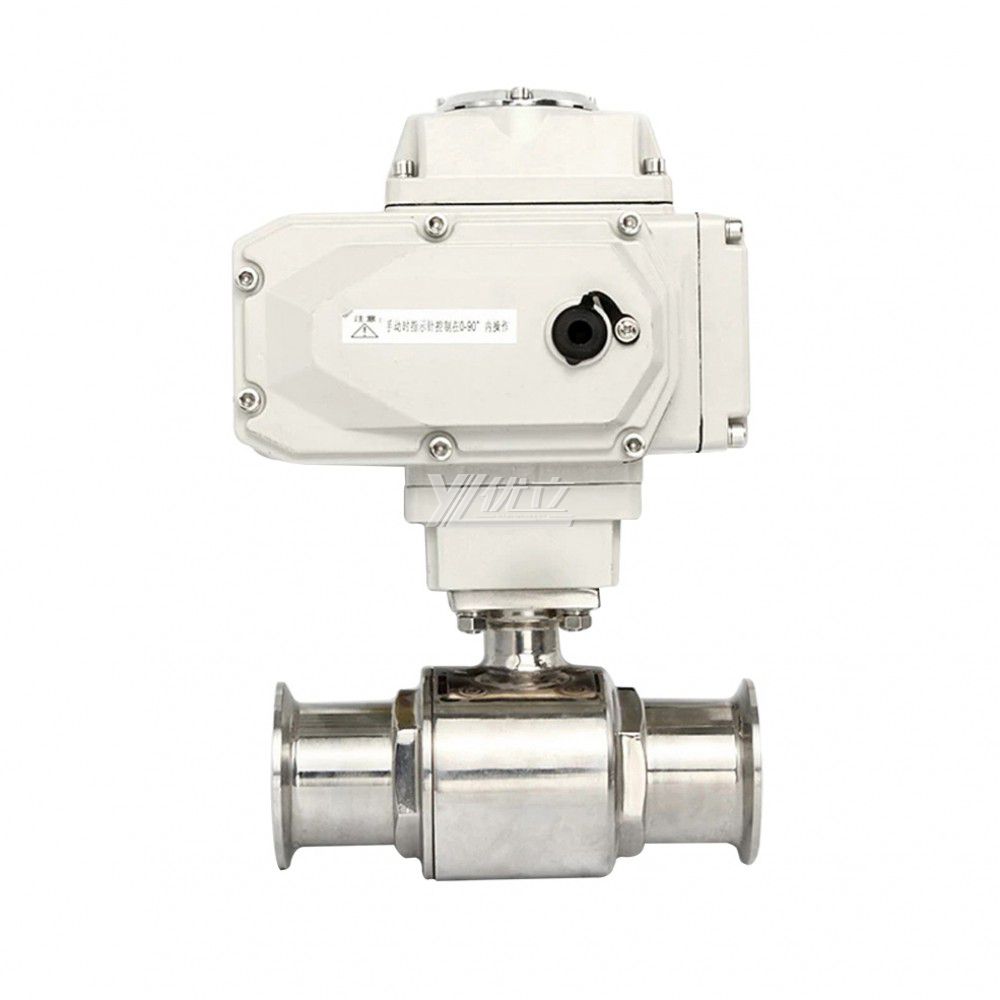 YOULI Hygienic Food Grade Sanitary Stainless Steel  304 316L Milk Drink Motorized AC220V Electric 2 Way Tr Clamped Ball Valve