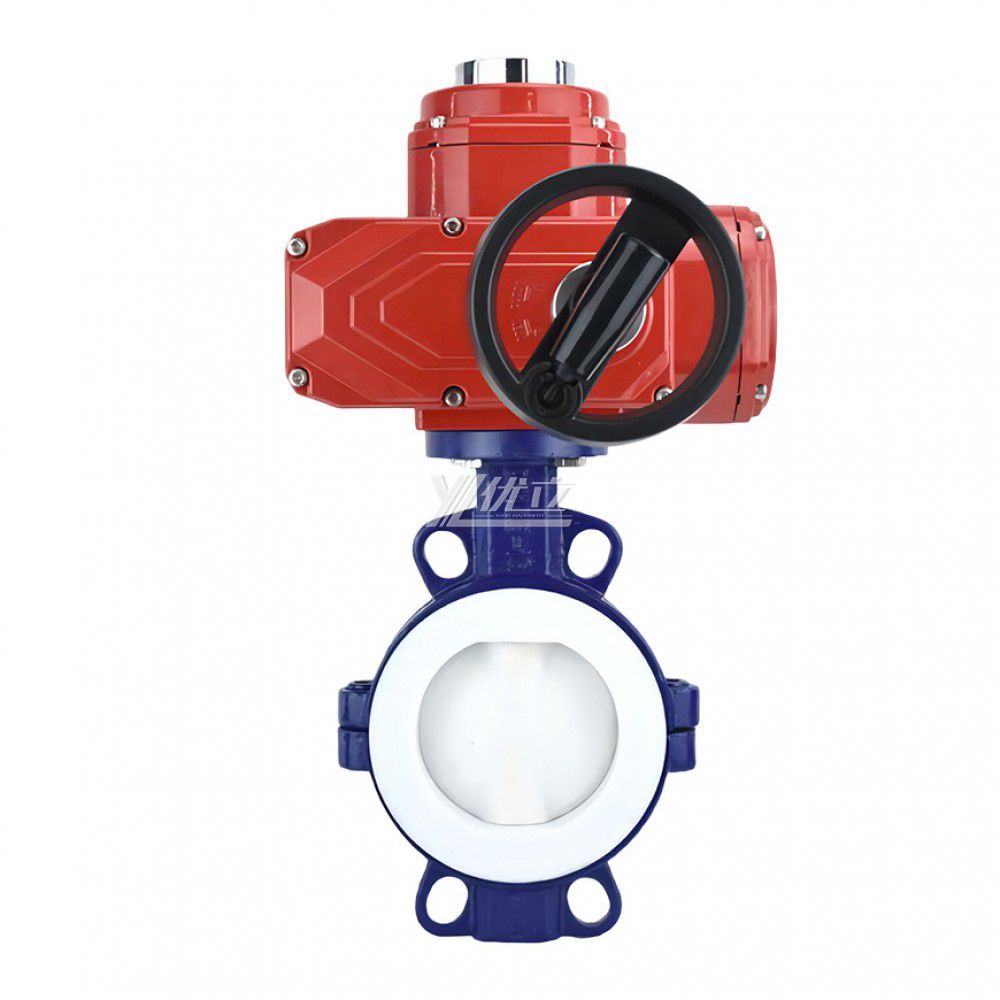 YOULI Stainless Steel 304 316 Pn16 Carbon Steel FEP F46 F4 PFA Fluorine Lined Motorized AC220V Electric Wafer Butterfly Valve