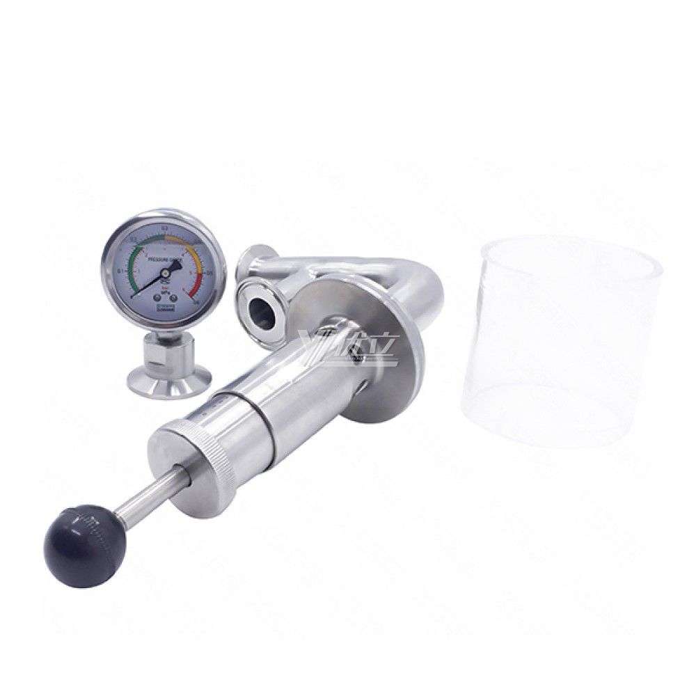 Hygienic Sanitary Stainsteel Steel Tri Clamp Air Exhaust Valve Release Valve with Pressure Gauge