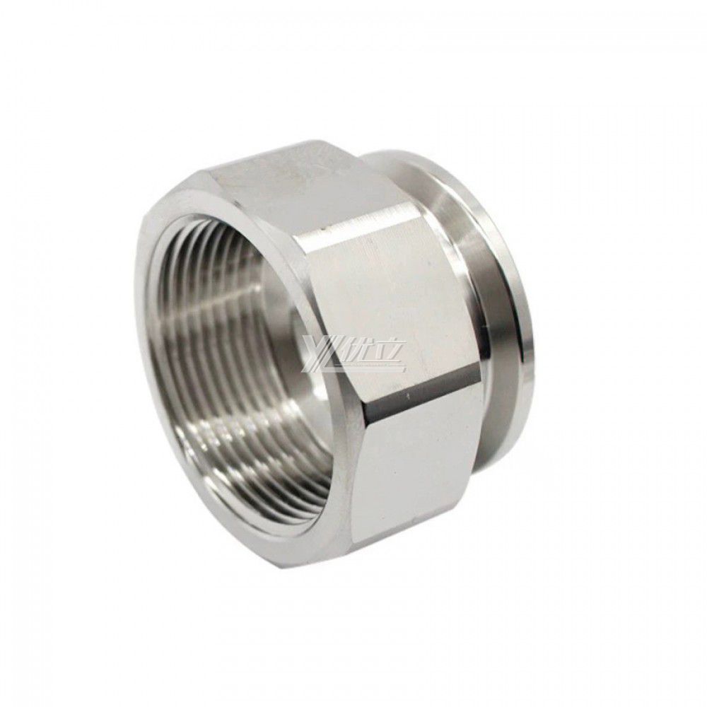 YOULI Stainless Steel 304 SS316L BSP NPT Pipe Fitting Short Hexagonal Female Thread Clamp Ferrule