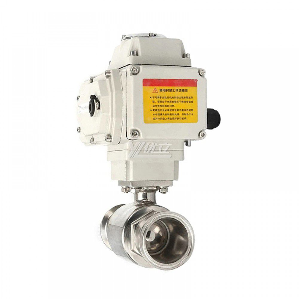 YOULI Hygienic Food Grade Sanitary Stainless Steel  304 316L Milk Drink Motorized AC220V Electric 2 Way Tr Clamped Ball Valve