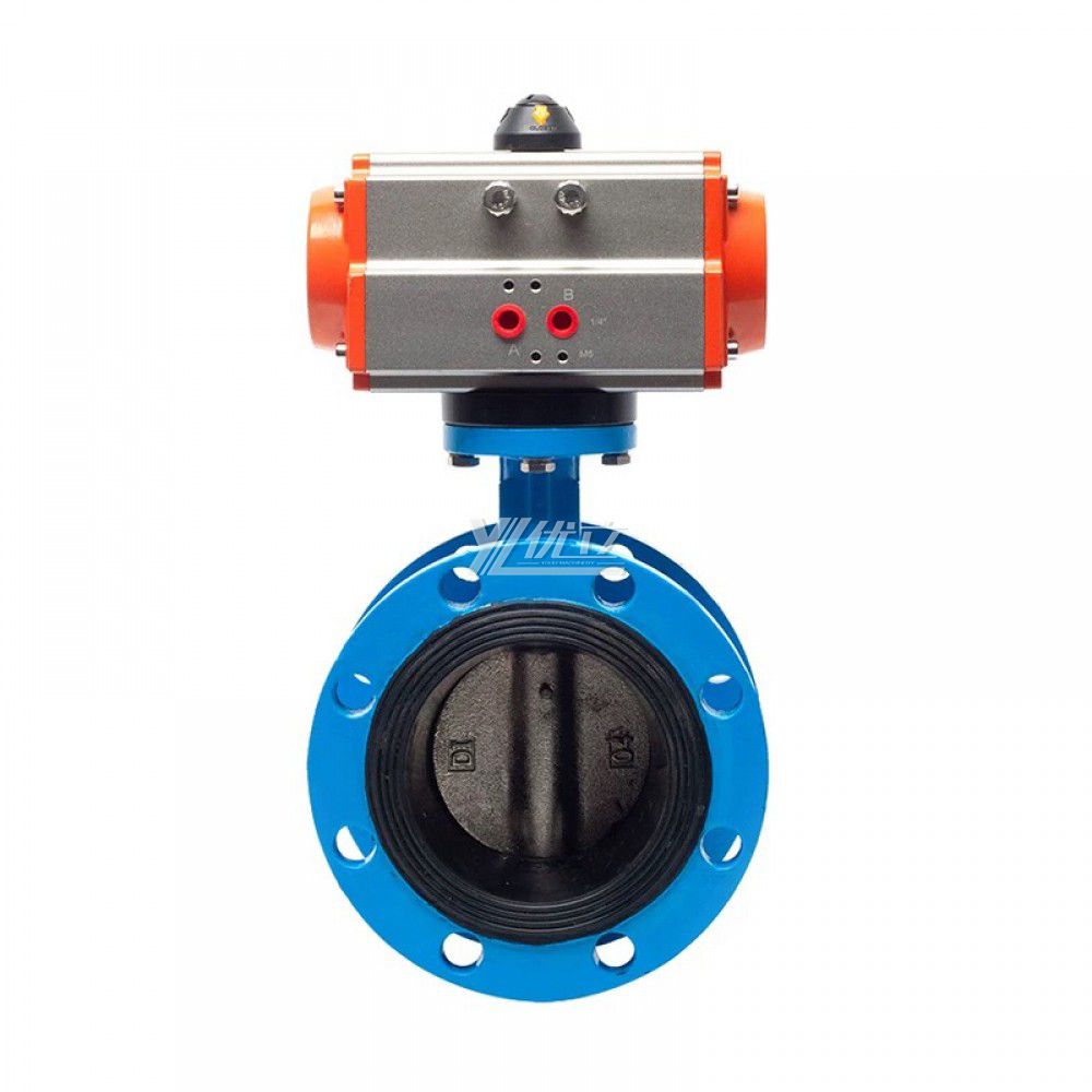 YOULI Stainless Steel ANSI 150LB 304 316 Cast Iron JIS 10K Pn16 Water Gas Oil Pneumatic Actuator Flanged Butterfly Valve