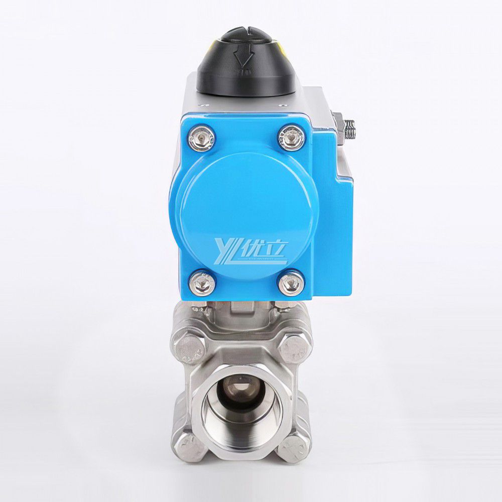 YOULI  High Temperature Metal Seal NPT BSP 2000wog PN130 Stainless Steel 304 316 Pneumatic Actuator 3PC Thread Ball Valve