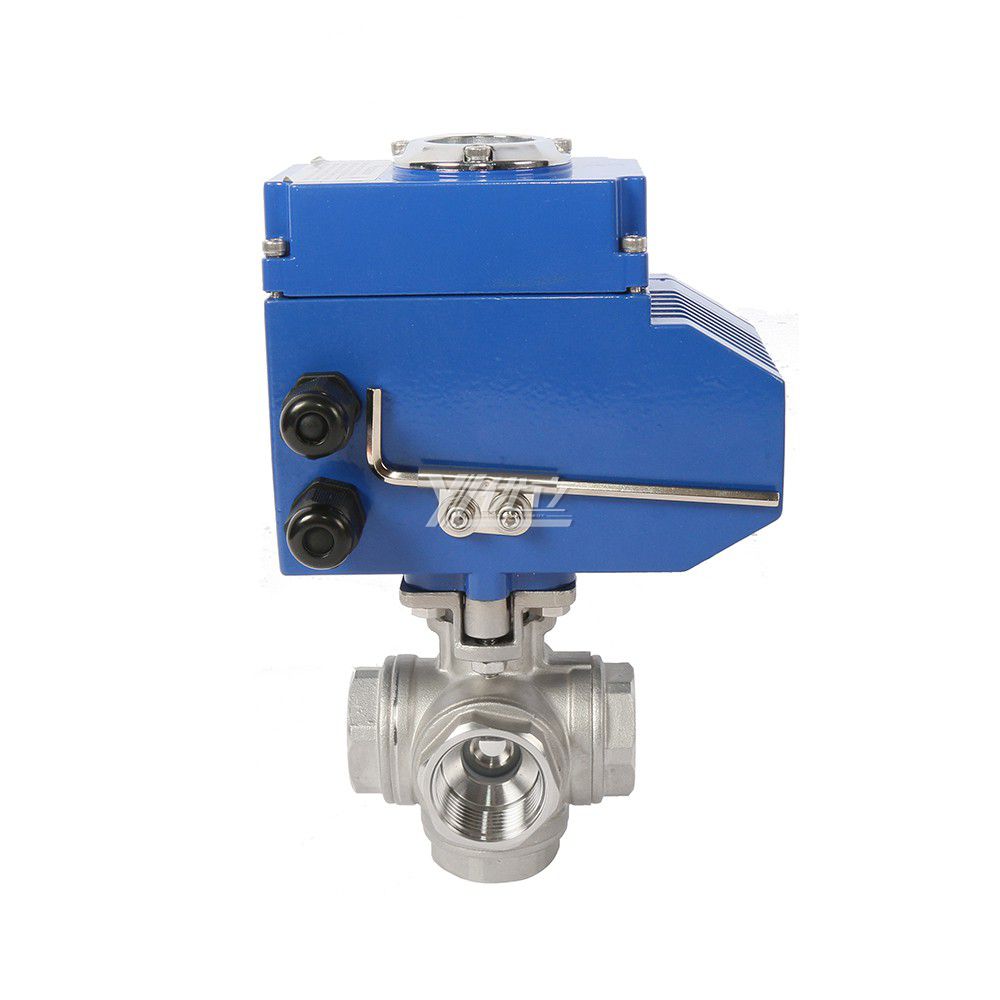 YOULI NPT BSP PN16 Stainless Steel 304 316 On-off Motorized DC24V AC220V 4-20ma Electric 5 Way Thread Ball Valve