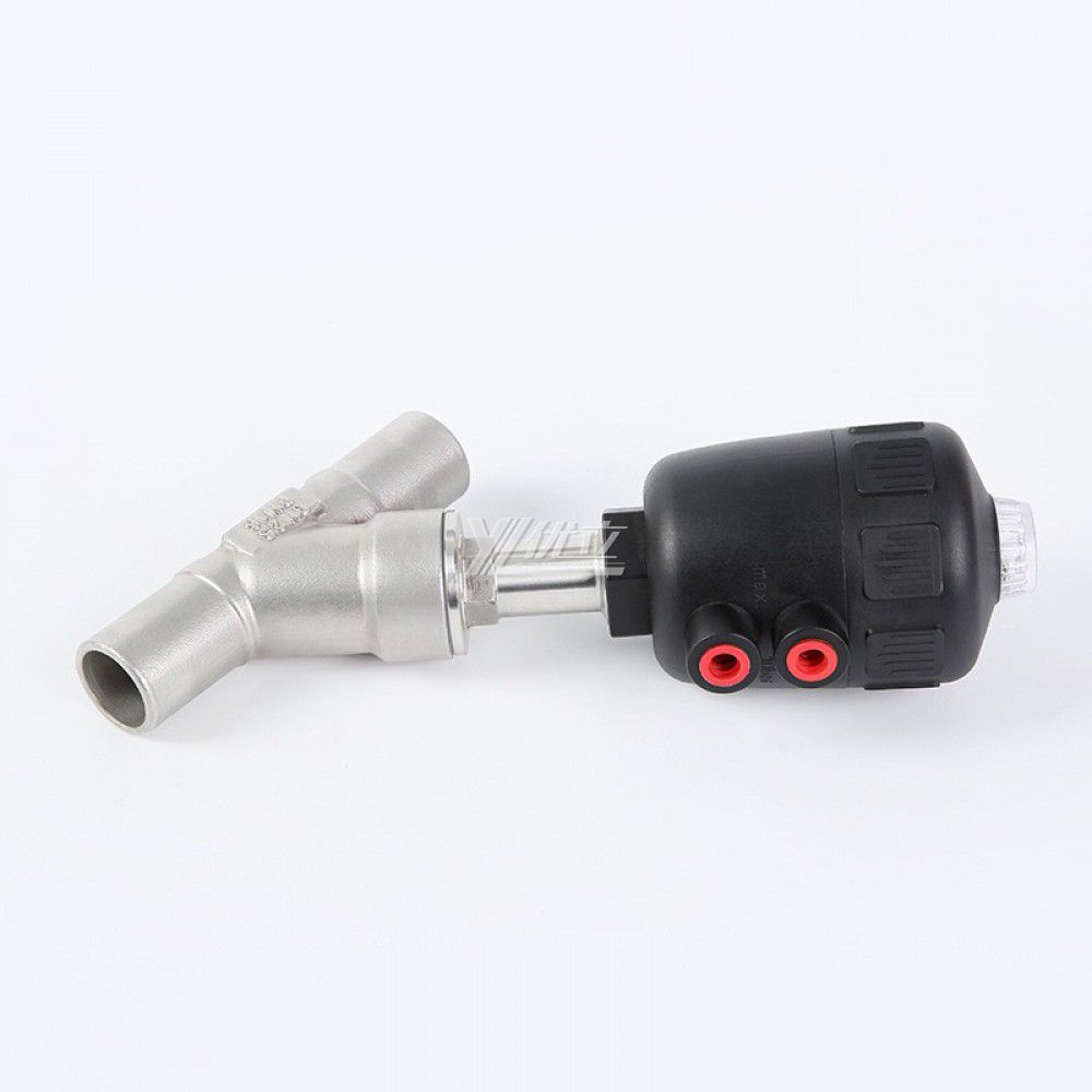 YOULI Stainless Steel High Temperature Steam 1.6mpa 304 316  Plastics Head Pneumatic Butt Welded Angle Seat Valve