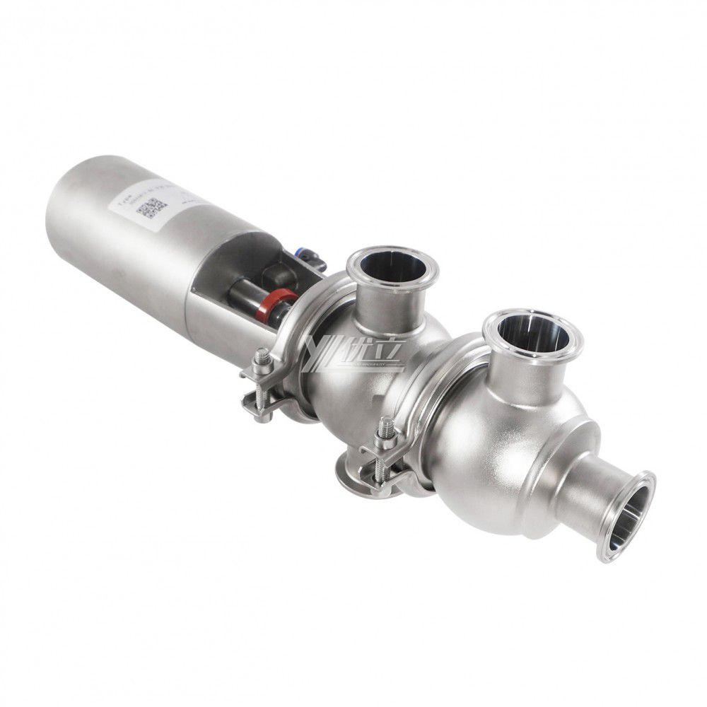 YOULI Hygienic Food Grade Sanitary Stainless Steel 304 316L Stop Pneumatic TL Type Tri Clamped  Reversing Divert Valve