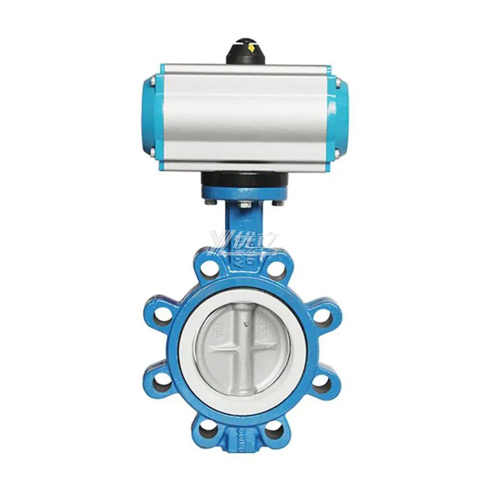 YOULI Stainless Steel ANSI 150LB  304 316 Cast Iron JIS 10K  Pn10-16 WCB PTFE Pneumatic Actuator Lug Butterfly Valve