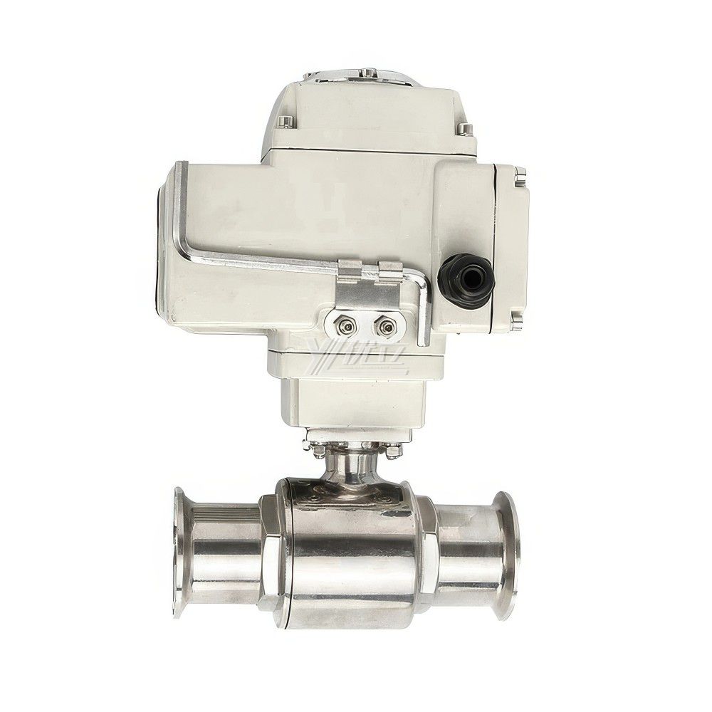 YOULI Hygienic Food Grade Sanitary Stainless Steel  304 316L Milk Drink Motorized AC220V Electric 2 Way Tr Clamped Ball Valve