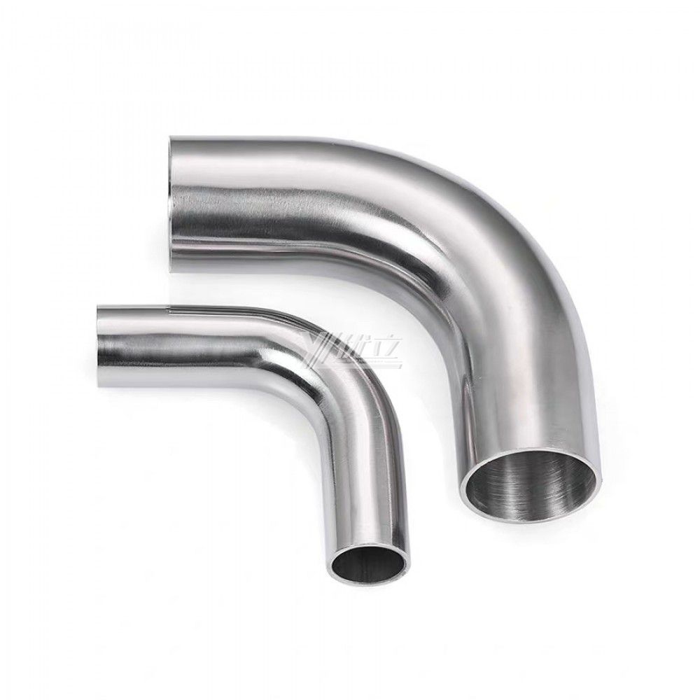 YOULI Hygienic Food Grade Sanitary Stainless Steel 304 SS316L 3A SMS ISO DIN Pipe Fitting Longer 90 Degrees Welded Elbow