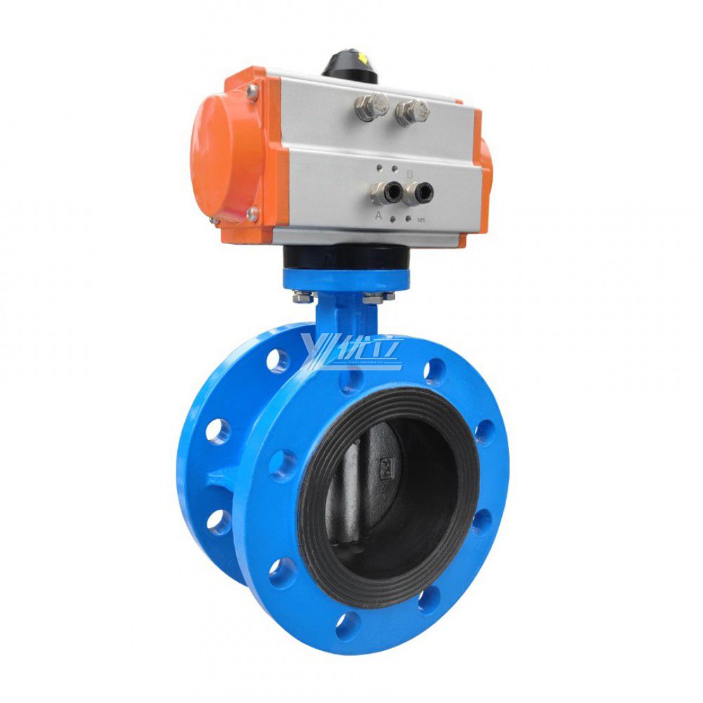 YOULI Stainless Steel ANSI 150LB 304 316 Cast Iron JIS 10K Pn16 Water Gas Oil Pneumatic Actuator Flanged Butterfly Valve