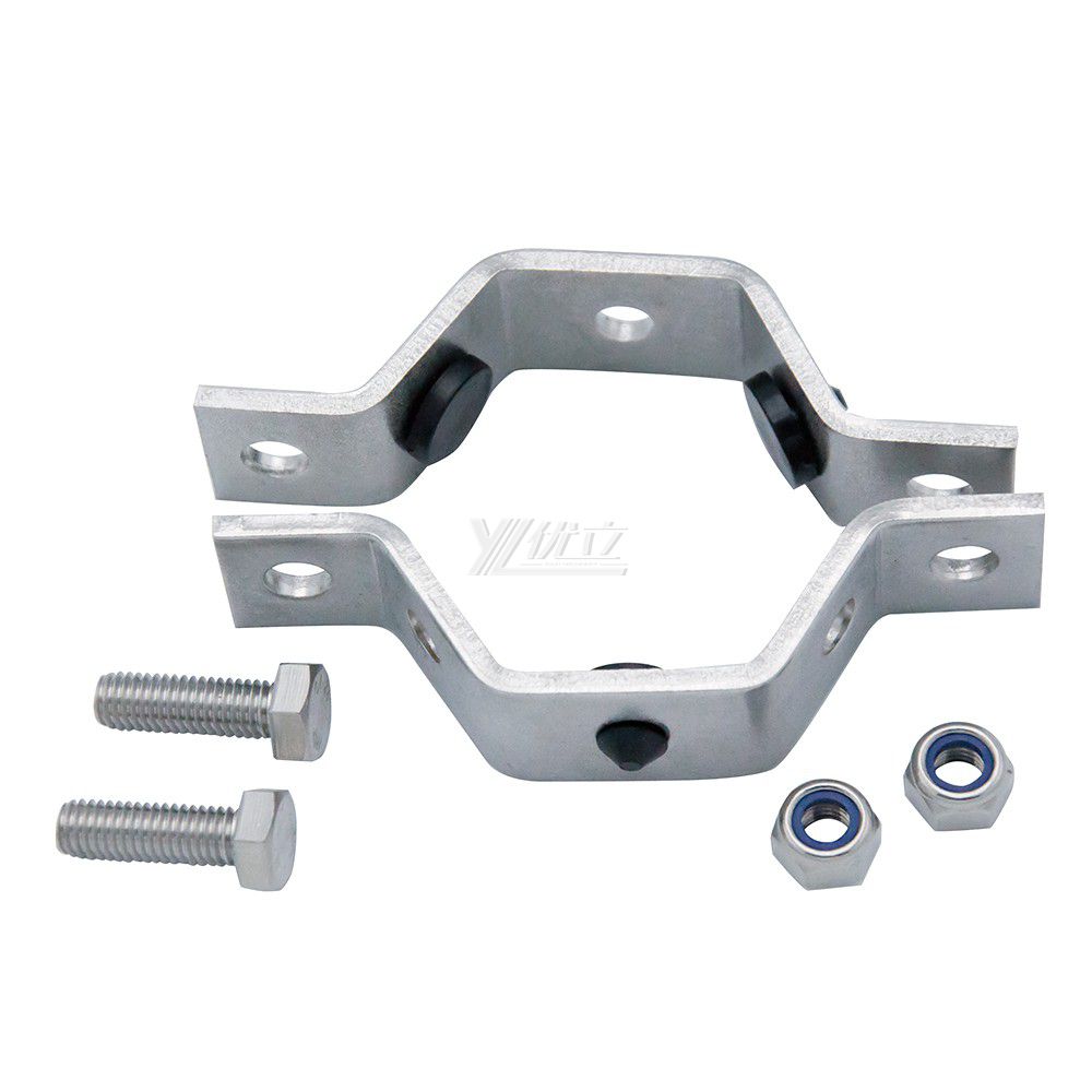 YOULI Sanitary Stainless Steel 304 Pipe Fittings Tri Clamp Tube Hex Pipe Holder With Black Seal Seat Hexagon Pipe Holder
