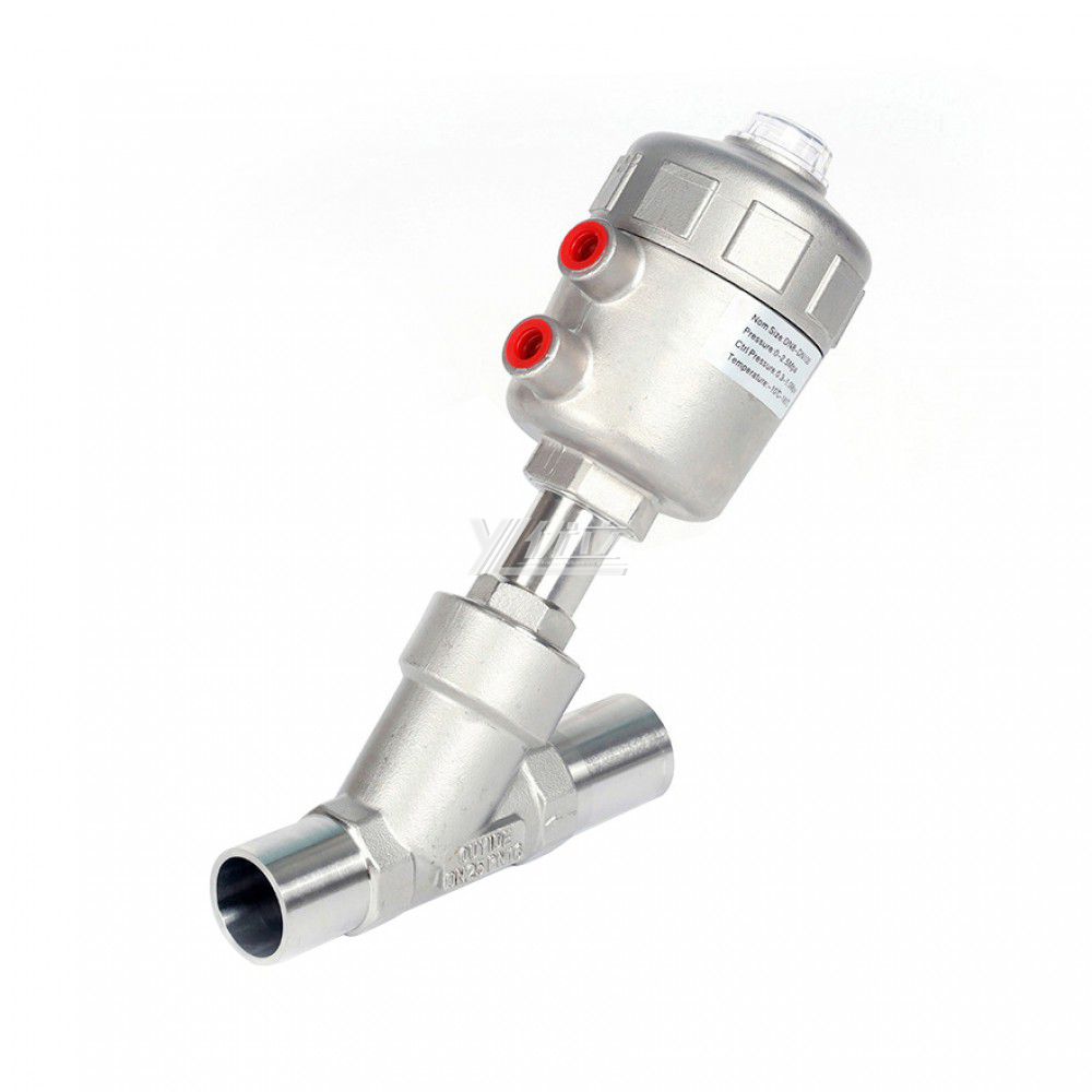 YOULI Stainless Steel High Temperature Water Gas Oil Steam 1.6mpa 304 316 Pneumatic Butt Welded Angle Seat Valve