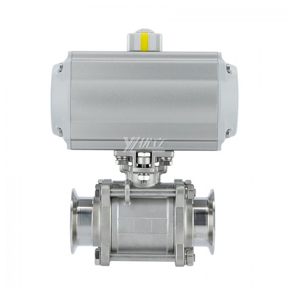 YOULI Stainless Steel Negative Pressure KF16 KF25 KF40 304 316 TC Pneumatic Actuator 3 Piece Tri Clamped Vacuum Ball Valve