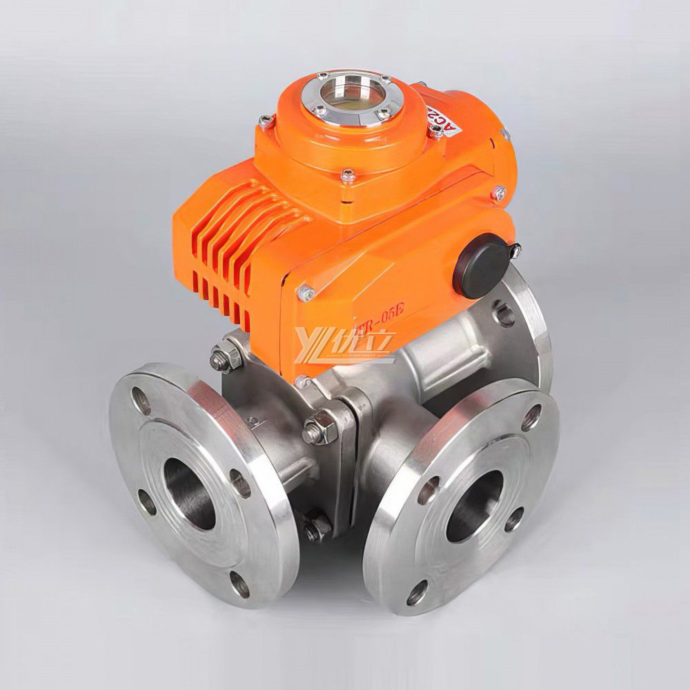 YOULI ANSI 150LB Stainless Steel 304 316 JIS 10K Pn16-pn64 WCB 4-20ma Motorized AC220V Electric Three Way Flanged Ball Valve