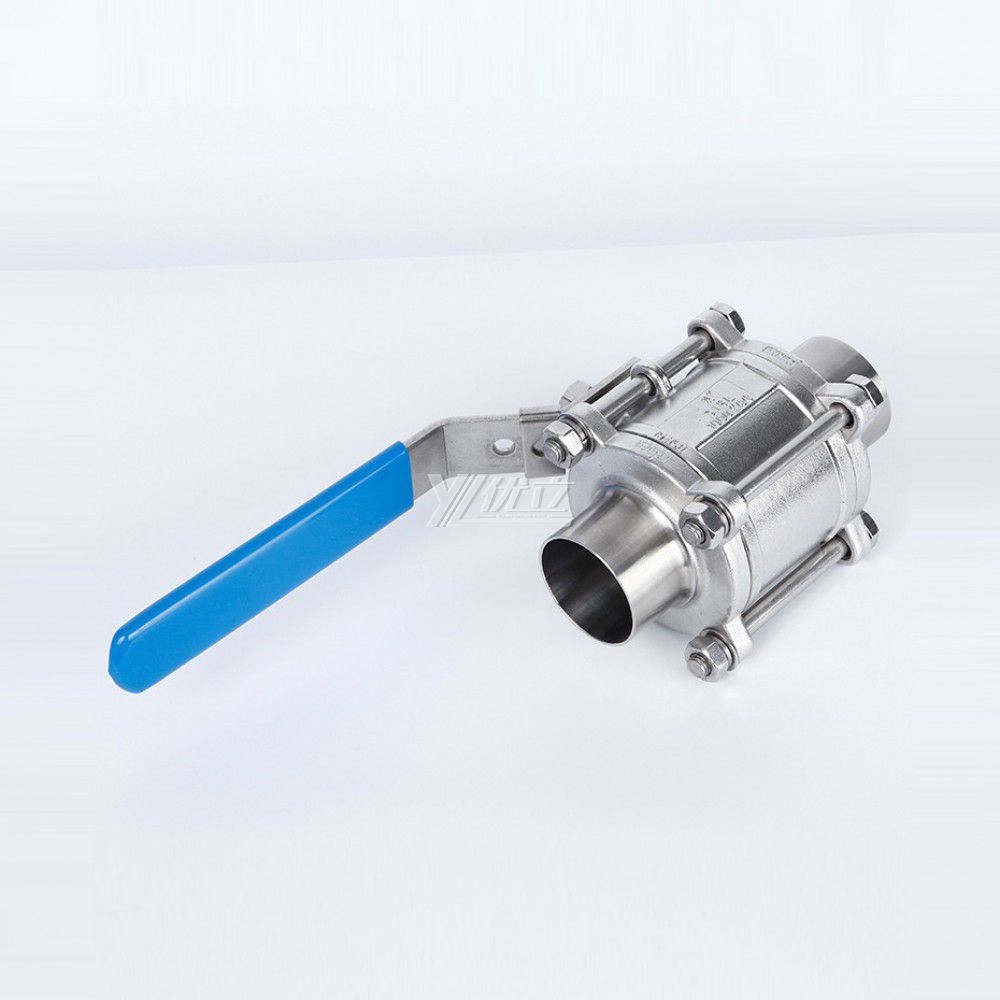 YOULI Hygienic Food Grade Stainless Steel 304 316L Pharmaceutical Drink Sanitary Manual Thee Piece Butt Welded Ball Valve