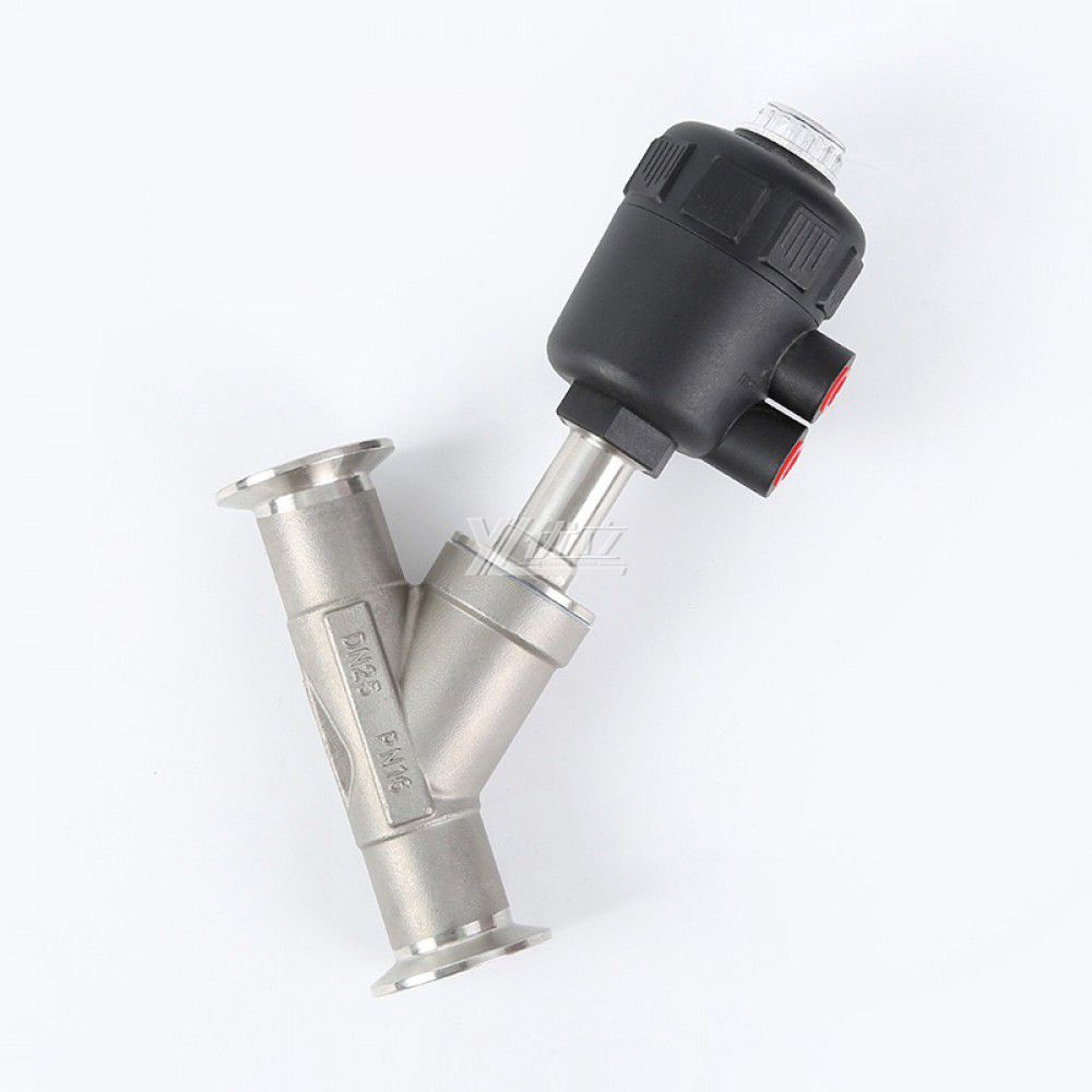 YOULI High Temperature Steam 1.6mpa 304 316 Clamp 50.5mm Plastics Head Pneumatic Tri Clamped Angle Seat Valve